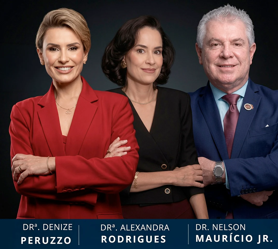 Drª. Denize Peruzzo, Drª. Alexandra Rodrigues e Dr. Nelson Maurício Jr.